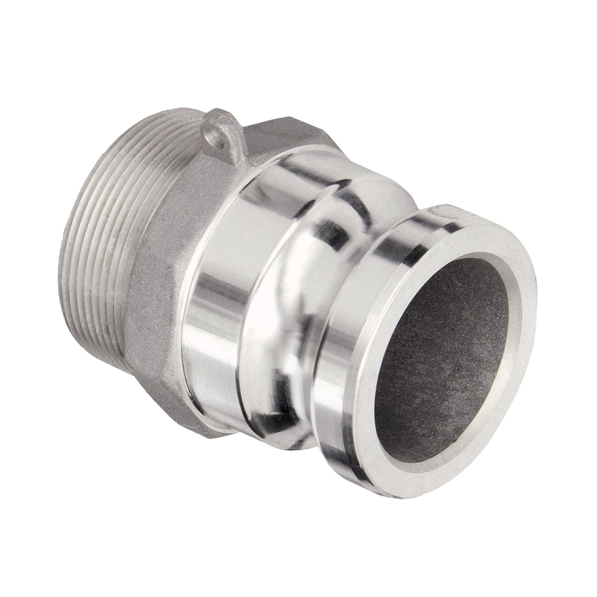 4" Type DA Camlock, 90° Female Coupler X Male Adapter, Aluminum
