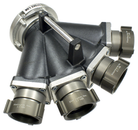 4 Way Siamese 2-1/2" NH Female x 6 Storz Aluminum With Clapper